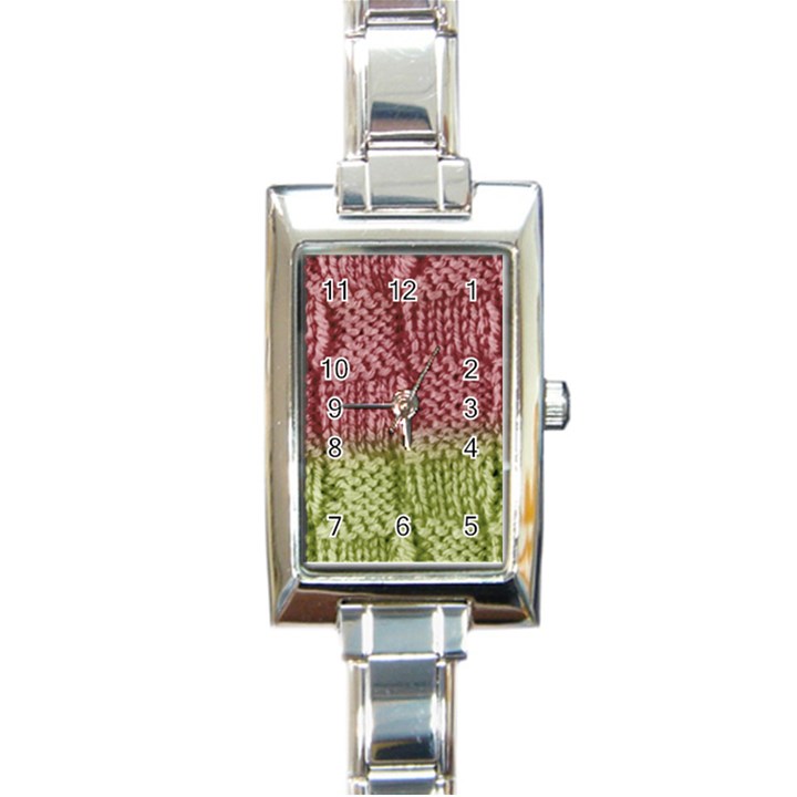 Knitted Wool Square Pink Green Rectangle Italian Charm Watch