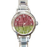 Knitted Wool Square Pink Green Round Italian Charm Watch Front