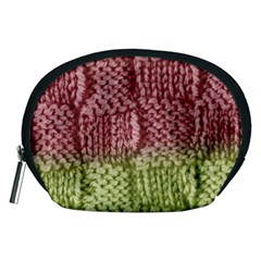 Knitted Wool Square Pink Green Accessory Pouches (medium)  by snowwhitegirl