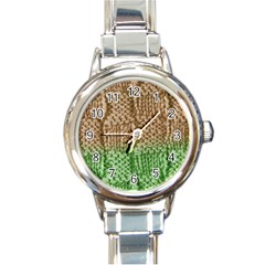 Knitted Wool Square Beige Green Round Italian Charm Watch by snowwhitegirl