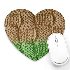 Knitted Wool Square Beige Green Heart Mousepads by snowwhitegirl