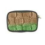 Knitted Wool Square Beige Green Coin Purse Back