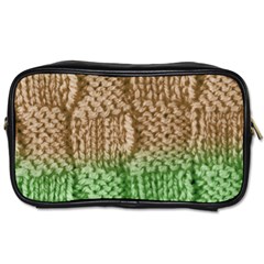 Knitted Wool Square Beige Green Toiletries Bags 2-side by snowwhitegirl