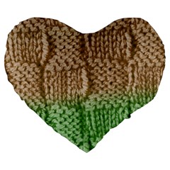 Knitted Wool Square Beige Green Large 19  Premium Heart Shape Cushions by snowwhitegirl