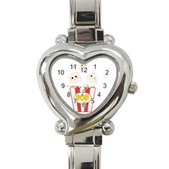 Cute Kawaii Popcorn Heart Italian Charm Watch by Valentinaart