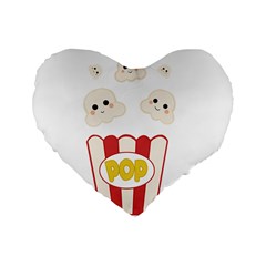 Cute Kawaii Popcorn Standard 16  Premium Heart Shape Cushions by Valentinaart