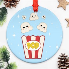 Cute Kawaii Popcorn Round Ornament (two Sides) by Valentinaart