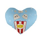 Cute Kawaii Popcorn Standard 16  Premium Flano Heart Shape Cushions Back