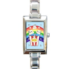 Cute Kawaii Popcorn Rectangle Italian Charm Watch by Valentinaart