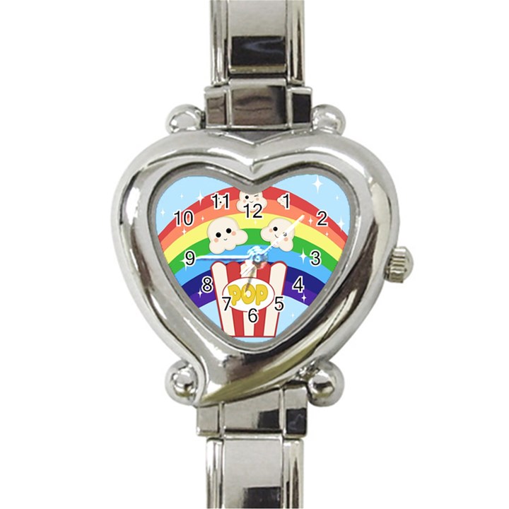 Cute Kawaii Popcorn Heart Italian Charm Watch