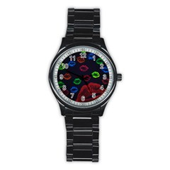 Hot Lips Stainless Steel Round Watch by dawnsiegler