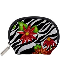 Floral Zebra Print Accessory Pouches (small)  by dawnsiegler