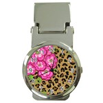 Floral Leopard Print Money Clip Watches Front