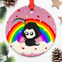 Cute Grim Reaper Round Ornament (two Sides) by Valentinaart