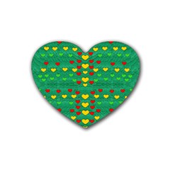 Love Is In All Of Us To Give And Show Rubber Coaster (heart)  by pepitasart