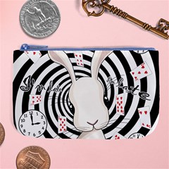 White Rabbit In Wonderland Large Coin Purse by Valentinaart