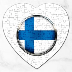 Finland Country Flag Countries Jigsaw Puzzle (heart) by Nexatart