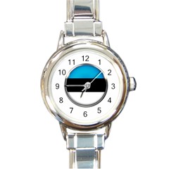 Estonia Country Flag Countries Round Italian Charm Watch by Nexatart