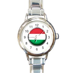 Hungary Flag Country Countries Round Italian Charm Watch by Nexatart