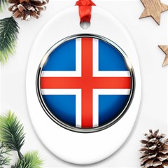 Iceland Flag Europe National Oval Ornament (two Sides) by Nexatart