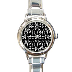 Yoga Pattern Round Italian Charm Watch by Valentinaart