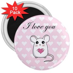 Cute Mouse - Valentines Day 3  Magnets (10 Pack)  by Valentinaart