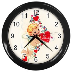 Cupid - Vintage Wall Clocks (black) by Valentinaart