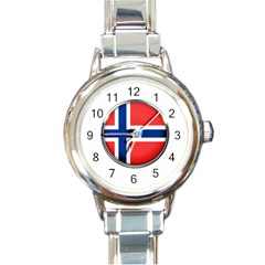 Norway Country Nation Blue Symbol Round Italian Charm Watch by Nexatart