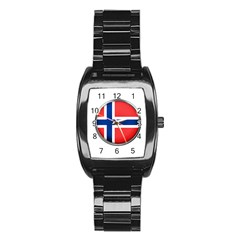 Norway Country Nation Blue Symbol Stainless Steel Barrel Watch by Nexatart