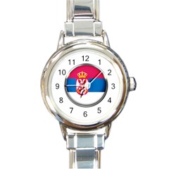 Serbia Flag Icon Europe National Round Italian Charm Watch by Nexatart