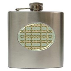 Celtic Wood Knots In Decorative Gold Hip Flask (6 Oz) by pepitasart