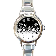 Flat Tech Camouflage Black And White Round Italian Charm Watch by jumpercat