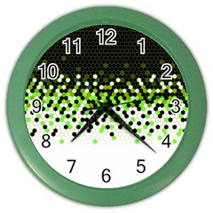 Flat Tech Camouflage Reverse Green Color Wall Clocks by jumpercat