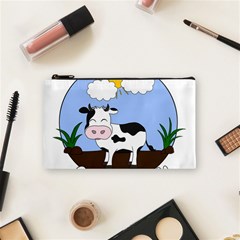 Friends Not Food - Cute Cow Cosmetic Bag (small)  by Valentinaart