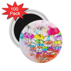 Umbrella Art Abstract Watercolor 2 25  Magnets (100 Pack)  by Nexatart