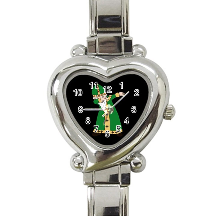  St. Patrick  Dabbing Heart Italian Charm Watch