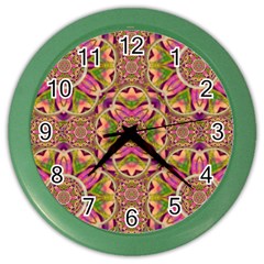 Jungle Flowers In Paradise  Lovely Chic Colors Color Wall Clocks by pepitasart