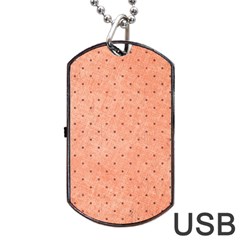 Dot Peach Dog Tag Usb Flash (one Side) by snowwhitegirl