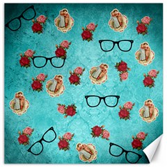 Vintage Glasses Blue Canvas 20  X 20   by snowwhitegirl