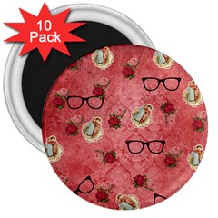 Vintage Glasses Rose 3  Magnets (10 Pack)  by snowwhitegirl