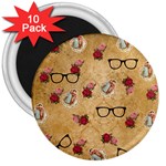 Vintage Glasses Beige 3  Magnets (10 pack)  Front