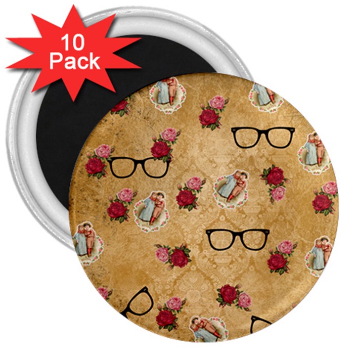 Vintage Glasses Beige 3  Magnets (10 pack) 