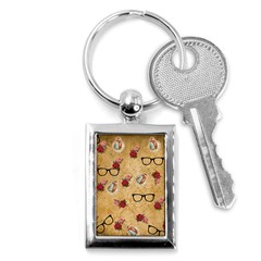 Vintage Glasses Beige Key Chains (rectangle)  by snowwhitegirl