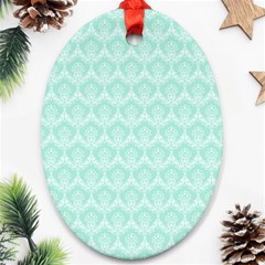 Damask Aqua Green Ornament (oval) by snowwhitegirl