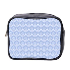 Damask Light Blue Mini Toiletries Bag 2-side by snowwhitegirl