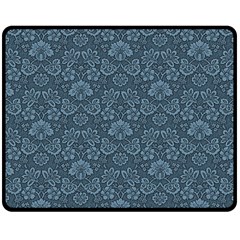 Damask Blue Double Sided Fleece Blanket (medium)  by snowwhitegirl