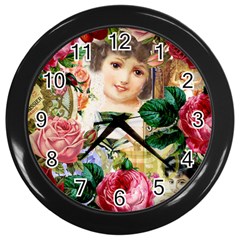 Little Girl Victorian Collage Wall Clocks (black) by snowwhitegirl