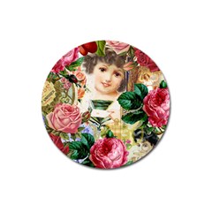 Little Girl Victorian Collage Magnet 3  (round) by snowwhitegirl