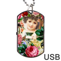 Little Girl Victorian Collage Dog Tag Usb Flash (one Side) by snowwhitegirl