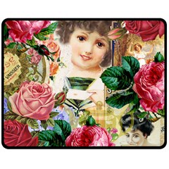 Little Girl Victorian Collage Double Sided Fleece Blanket (medium)  by snowwhitegirl